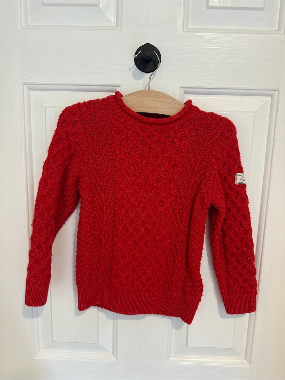 Joules Red Cable Knit Crew Sweater for Kids
